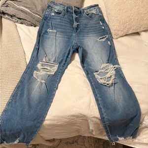 Flying Monkey ultra high rise Distressed Straight Leg Jeans